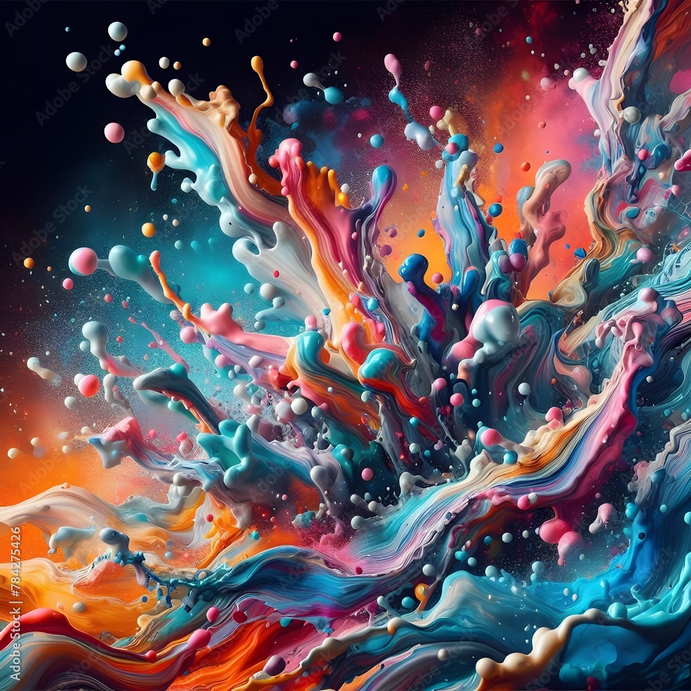 Aufkleber colorful paint splashes. abstract background. 3d rendering generated by ai