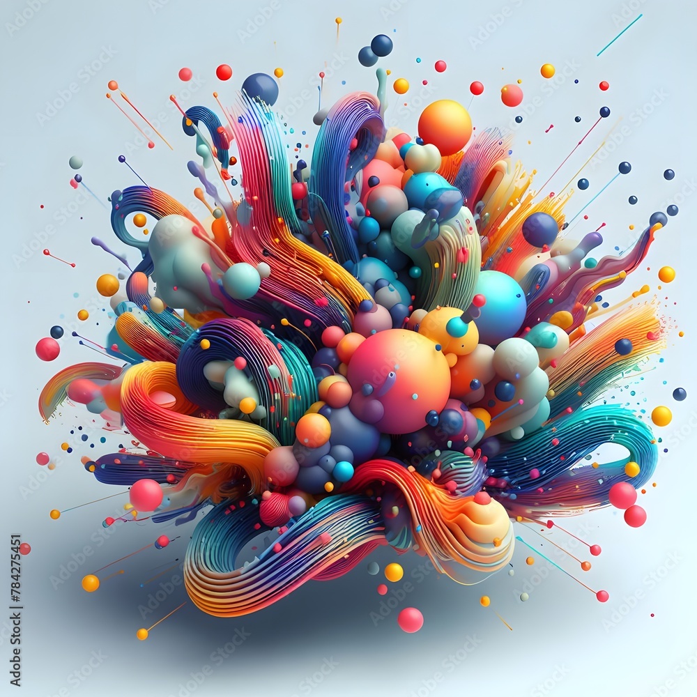Poster colorful paint splashes. abstract background. 3d rendering generated by ai