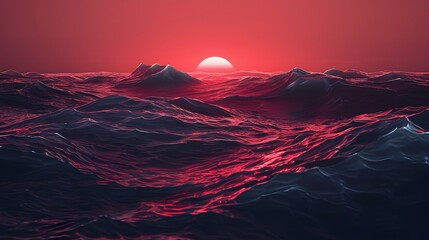 Velvet Ocean: A 3D of an Abstract Red Sea Landscape
