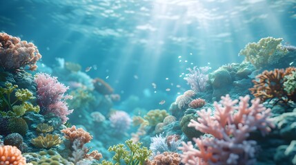Fototapeta na wymiar Vibrant 3D Capturing Thriving Coral Reef Ocean Ecosystem