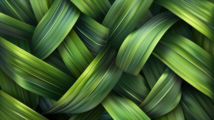 Abstract leaves create a unique background, a pattern of colorful leaves. Nature's design in artwork, a representation of green flora. - obrazy, fototapety, plakaty