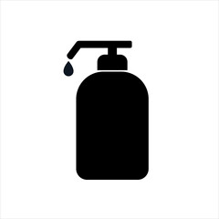 Vector symbol of hand sanitizer bottle icon with black and white color. Medical care pictogram