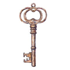 vintage key vector illustration in watercolour style