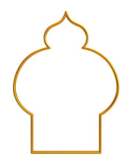 Islamic frame with 3d gold border, gold 3d arab windows frame