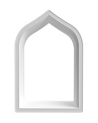 Islamic frame with 3d gold border, gold 3d arab windows frame silhouettes. Arabic traditional architecture.