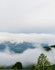 Landscape of mountain covered fog