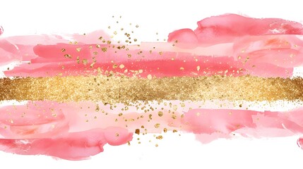 Obraz premium Luxury blush pink and gold glitter brush strokes