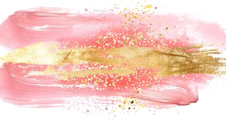 Luxury blush pink and gold glitter brush strokes