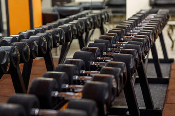 Fototapeta premium Exercise equipment in an empty gym