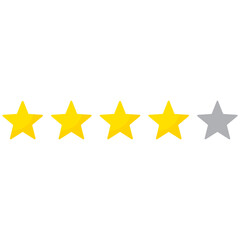 4 stars rating icon, simple graphic classify premium quality review flat design interface illustration elements for app ui ux web banner button vector isolated on white background