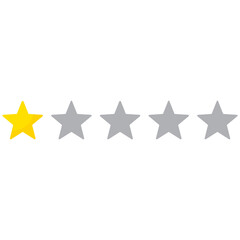 1 star rating icon, simple graphic classify quality review flat design interface illustration elements for app ui ux web banner button vector isolated on white background