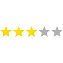3 stars rating icon, simple graphic classify average quality review flat design interface illustration elements for app ui ux web banner button vector isolated on white background