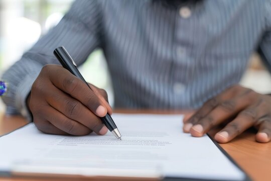 Businessman signing a contract close up