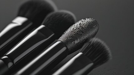 Sophisticated makeup brushes close up.