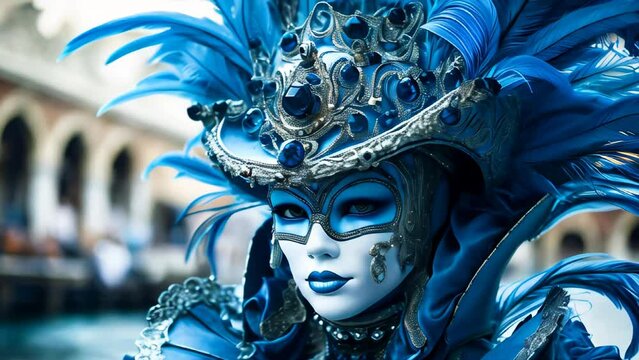 A woman wearing an intricate mask at the Venice Carnival