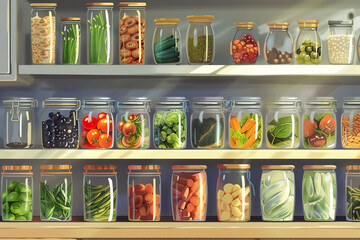 Animated sequence of correct vs incorrect food storage methods, visually striking, educational and easy to understand - obrazy, fototapety, plakaty