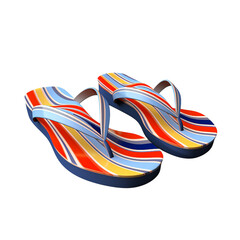 illustration of colorful flip flops, Isolated on transparent PNG background, Generative ai