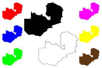 Fototapeta premium Zambia map vector illustration, scribble sketch Republic of Zambia