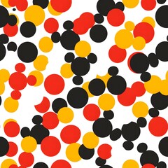 Mickey Mouse seamless pattern with red, yellow and orange dots on a white background