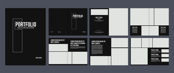 Architecture interior portfolio design template, minimal architecture portfolio a4 magazine brochure cover page