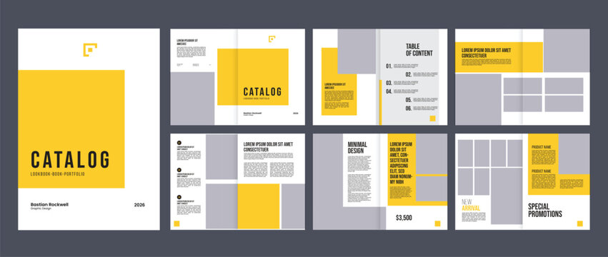 minimalist company product catalog brochure magazine design template, clean furniture or fashion collection portfolio catalogue brochure creative layout or price list 