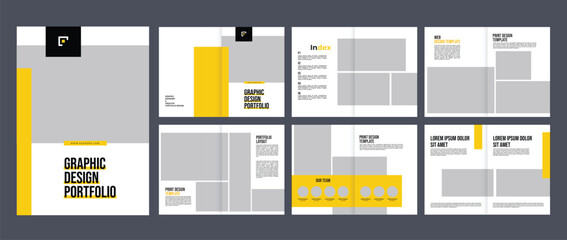 graphic design portfolio design template, designer product proposal portfolio layout 