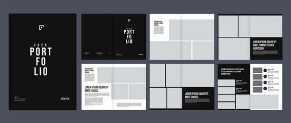 Fototapeta na wymiar Architecture interior portfolio design template, minimal architecture portfolio a4 magazine brochure cover page