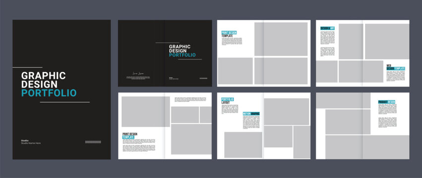 graphic design portfolio design template, designer product proposal portfolio layout 