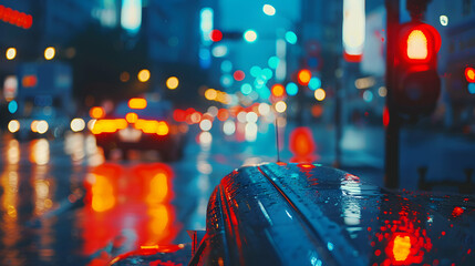 Street night city view in blur