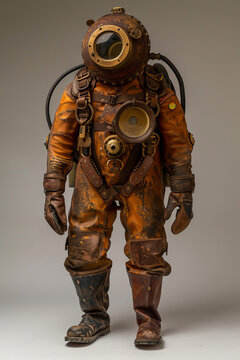 Sea explorers companion Meticulously labeled diving suit, a tribute to underwater exploration history