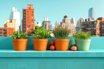 City rooftop garden farming, green, environmental photography, urban, sustainable