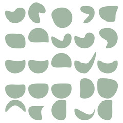 Random blob circles silhouette icon set. An arrangement of black organic shapes. Isolated on a white background.