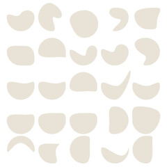 Random blob circles silhouette icon set. An arrangement of black organic shapes. Isolated on a white background.