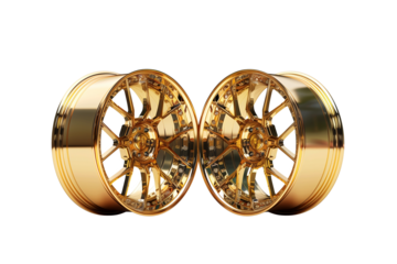 Car gold rims on transparent background