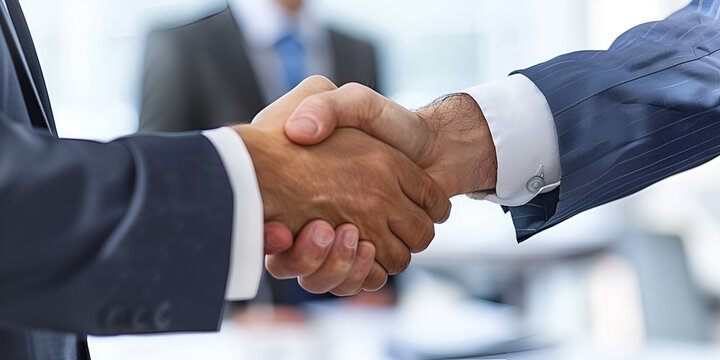 
Business Asian agreement and successful negotiation concept, businessman in suit shake hand with customer, client after formal communication and contract deal success,
