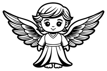 caricature--cartoon--a-cute-white-angel vector illustration 