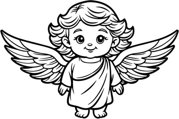 caricature--cartoon--a-cute-white-angel vector illustration 