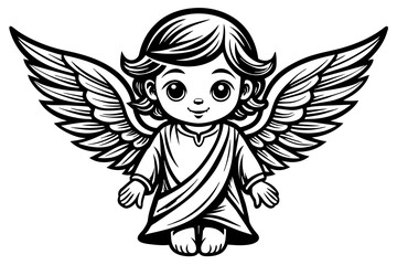 caricature--cartoon--a-cute-white-angel vector illustration 