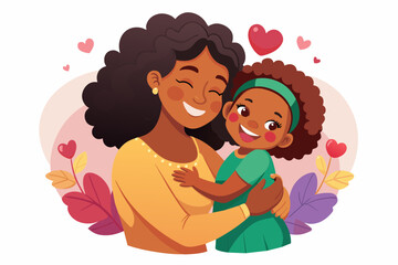 happy-Africans-Americans-mother-and-little-girl-and mom 