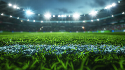 Lively soccer field under the glow of stadium lights, providing the perfect setting for games