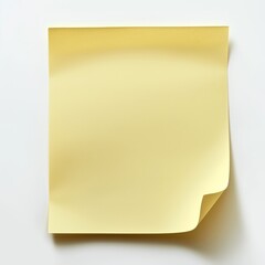 A single empty yellow sticky note centered on a clean white background with a curled corner, implying space for custom text.