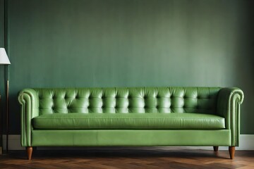 Light green leather sofa in a room