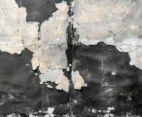 Peeling paint on black and white wall