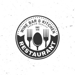 Royal Restaurant shop, menu logo. Vector Illustration. Vintage graphic design for logotype, label, badge with plate, fork and spoon. Cooking, cuisine logo for menu restaurant or cafe. - 784287684