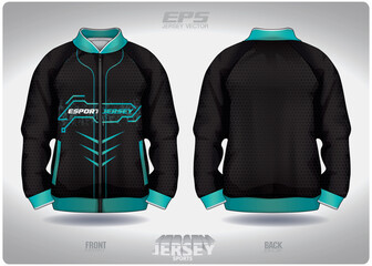 EPS jersey sports shirt vector.black green honeycomb esports pattern design, illustration, textile background for sports long sleeve sweater
