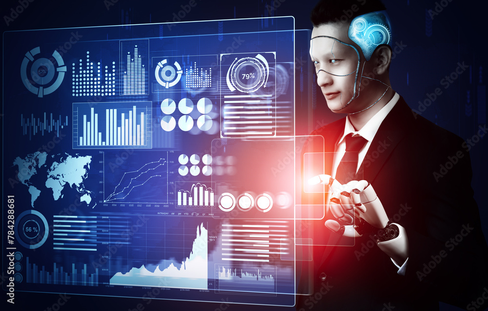 Poster xai 3d rendering futuristic robot technology development, artificial intelligence ai, and machine le