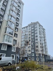 BUCHA, UKRAINE - April 1, 2022: War of Russia against Ukraine. Residential buildings were damaged...
