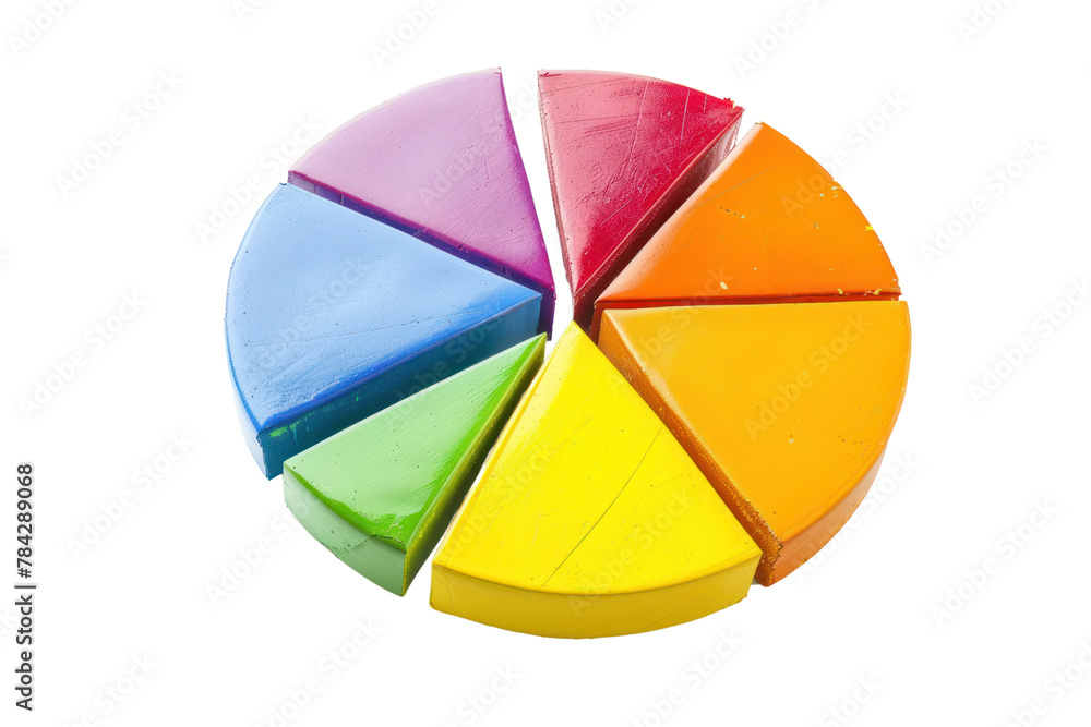 Poster pie chart showing the proportion of investment in various industries. isolated on transparent backgr