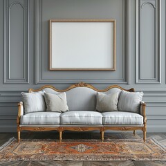 Couch against gray wall