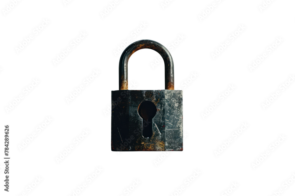 Poster photograph of padlock security symbol ,isolated on a transparent background.